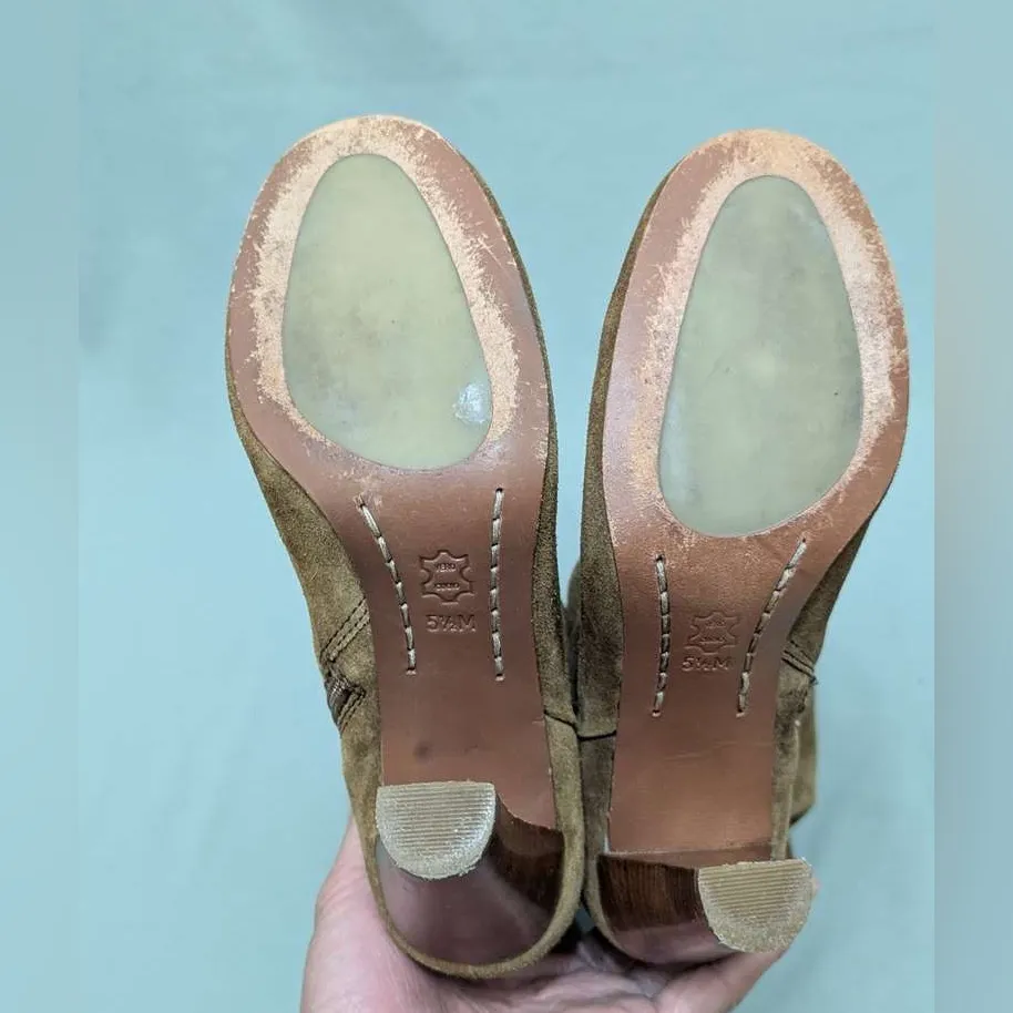 Michael Kors Boots Womens Knee-High Block High Heels Brown Suede Pleats Size 5.5 - Image 11