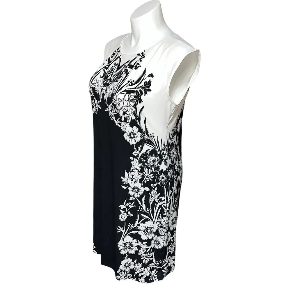 Apt 9 Womens Sheath Dress Floral Print Black White Pullover Capped Sleeve XL - Image 3