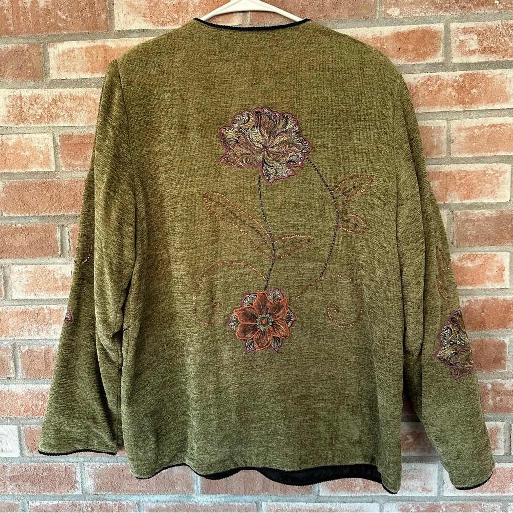 Indigo Moon Vintage Embroidered Jacket Women’s Medium Green Forest Witchy Boho - Image 6