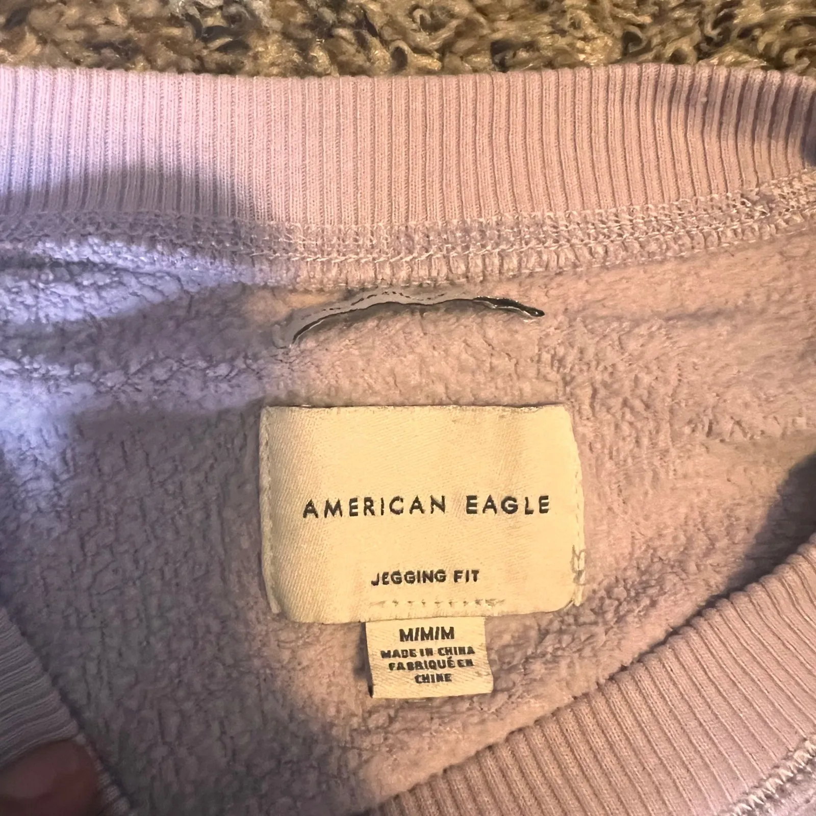 American Eagle‎ Jeggings Fit Striped Pullover Crewneck Sweatshirt Medium Purple - Image 2
