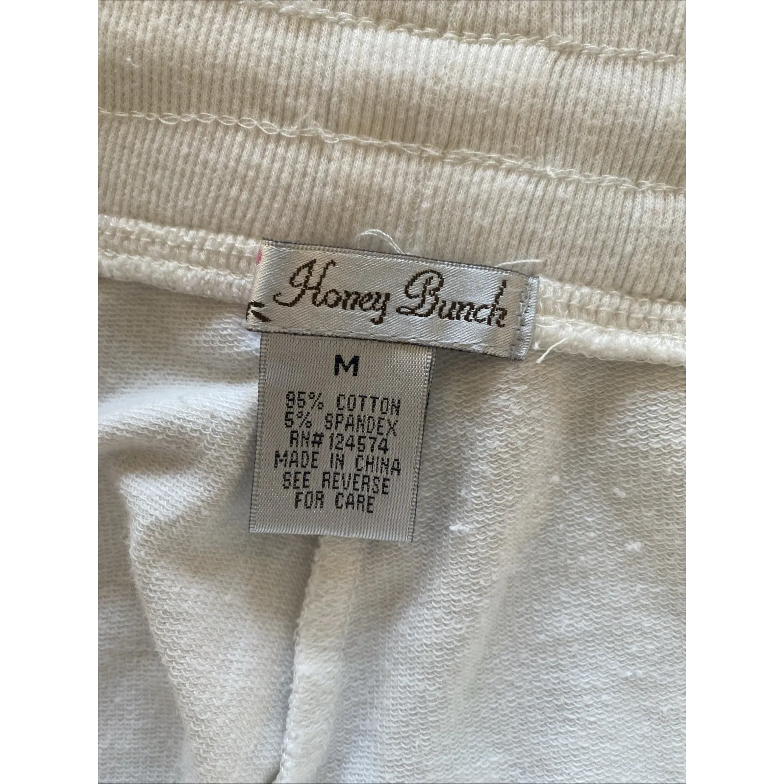 Honey Bunch Womens Medium White Wide Leg Floral Leg Pant Athleisure Cozy - Image 6