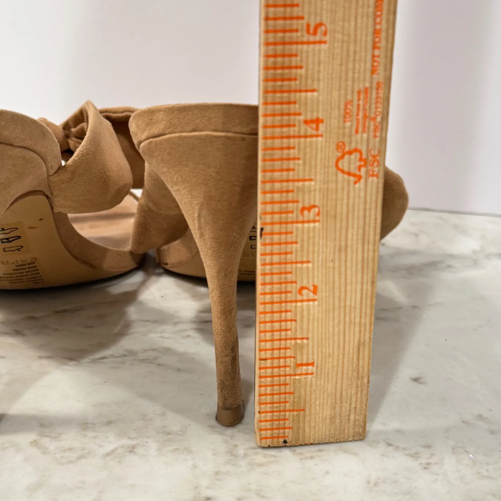 Express Womens Heels Mules Slides Stiletto Bow Sandal‎ Size 9.5 Beige wedding - Image 3