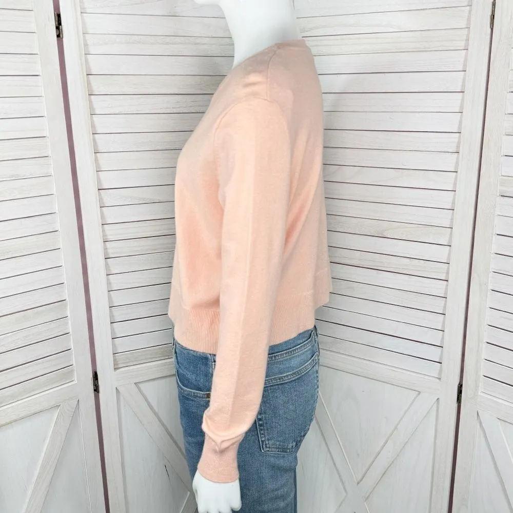 Zara Side Frill Ruffle Sleeve Crop Sweater Peach Small - Image 3