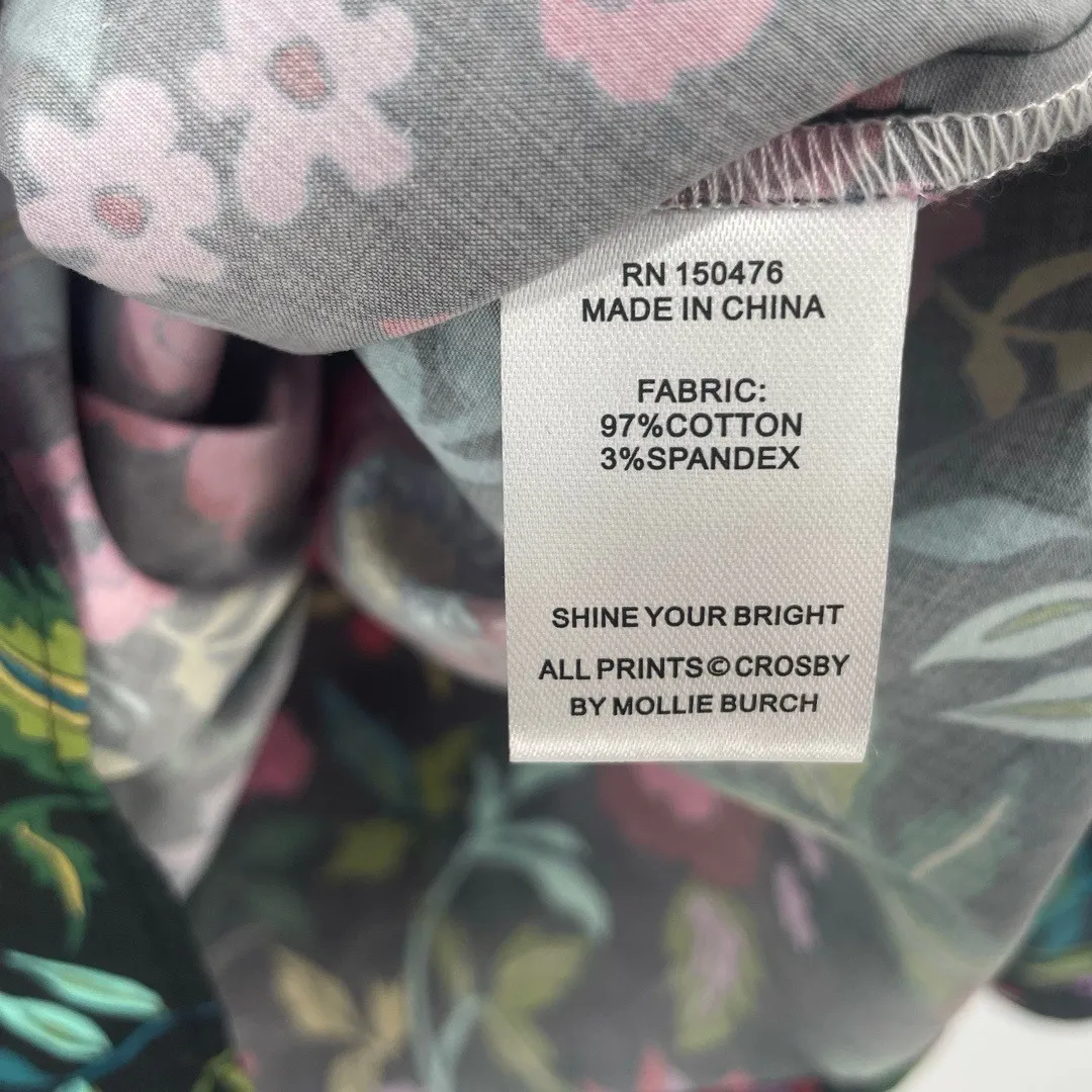 Crosby Mollie Burch Winnie Puff Sleeve Top size XS Black Multicolor Floral NWT - Image 9