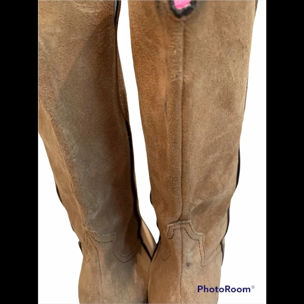 Franco Sarto Brown Suede Leather Pull On Pointy Toe Cowboy Boot - Image 9