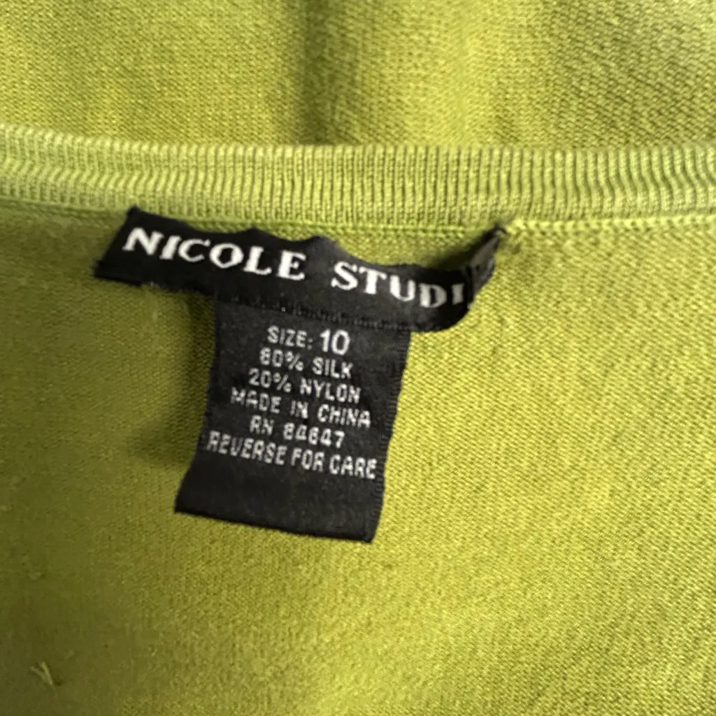 Vintage Silk Blend Green Sweater Vest Size 10 - Image 6