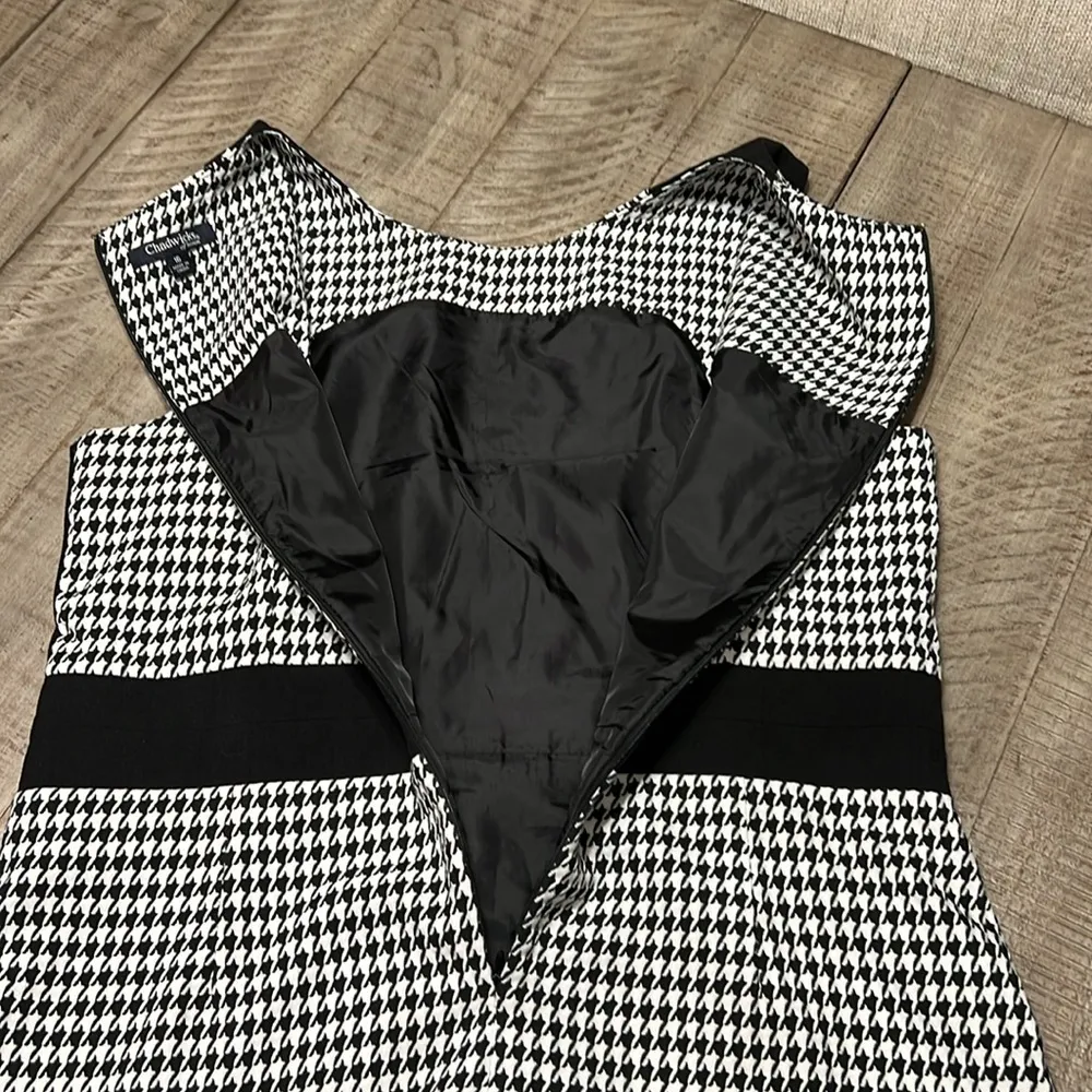 Chadwicks of Boston Dress Black White Houndstooth Sleeveless Sheath Lined EUC - Image 7
