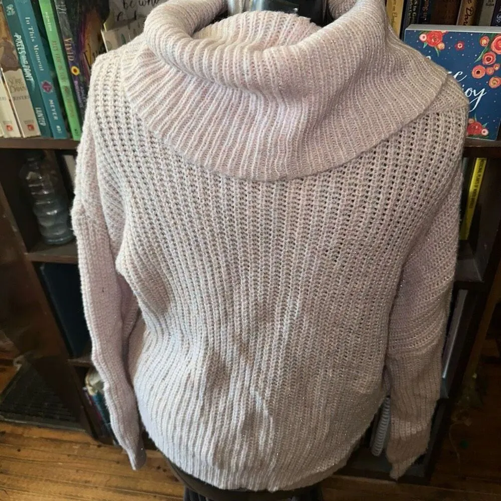 EXPRESS  pink shimmery cozy soft S cropped sweater - Image 3