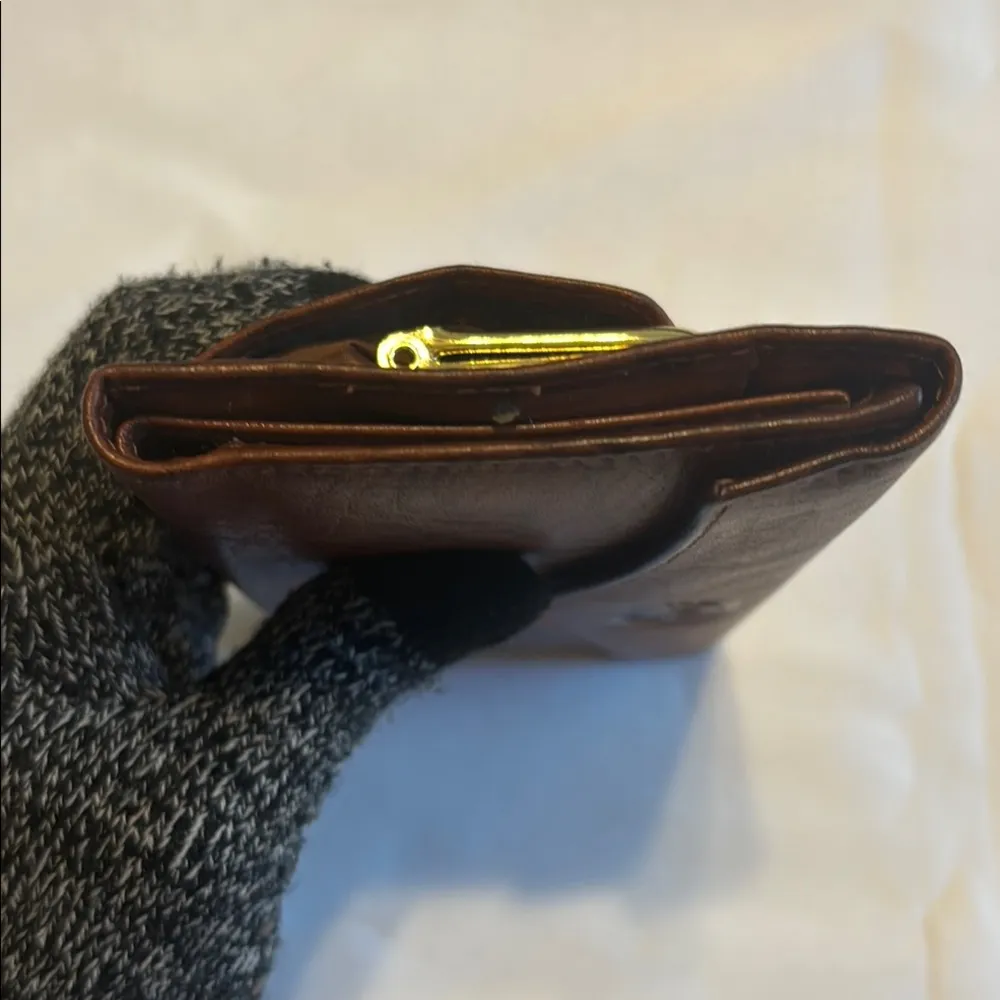 Buxton Tooled Leather Organizer Clutch Brown Preloved - Image 12