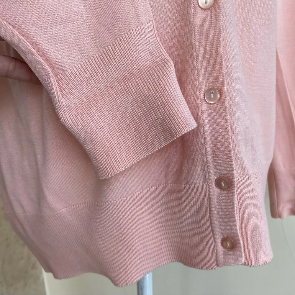 Charter Club  Light Orange Crew Neck Long Sleeve Women Size M Button Cardigan - Image 5