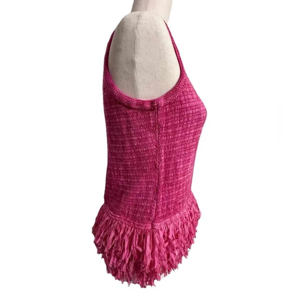 Etcetera women's clothing Pink Top Sleeveless Sweater Fringe Size Small - Image 2