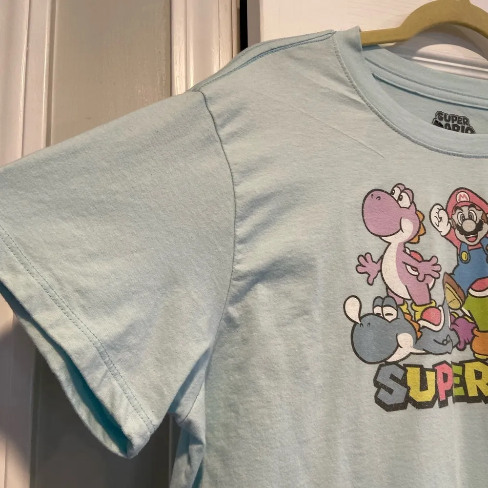 Super Mario Size 2XL Light Blue Graphic Print Logo Short Sleeve Tee Shirt Yoshi - Image 6