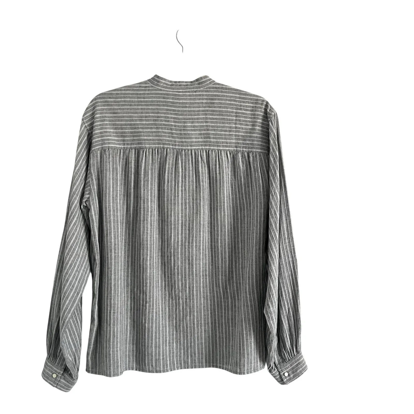 Isabel Marant Etoile Henley Blouse grey Striped Size 42 Quiet luxury chic shirt - Image 5