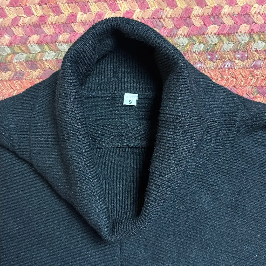 BLACK RIBBED TURTLENECK SWEATER OVERSIZED - Image 4