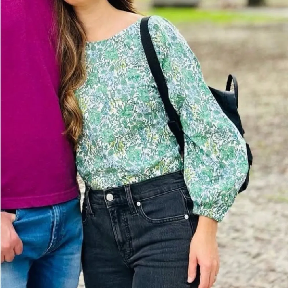 NEW J.Crew Tie Back Stretch Organic Cotton Poplin Blend Top In Fete Floral - Image 9