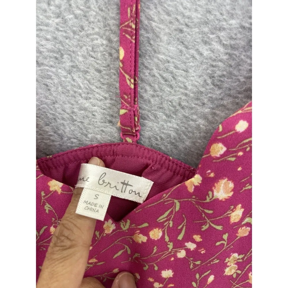 Nine Britton Women's Blouse Pink Floral Size Small T Back Tank Lined Sleeveless - Image 7