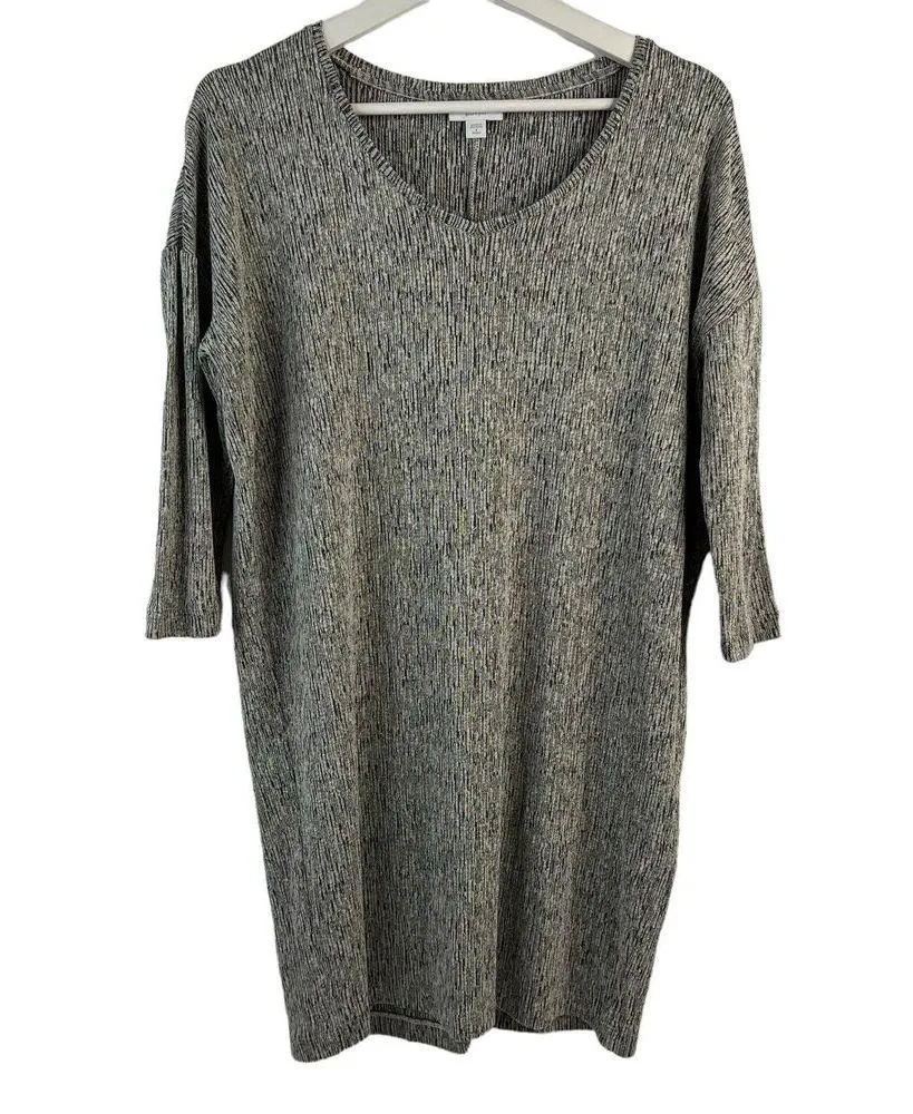 J. Jill Pure Jill Sz PS Petite Dress Linen Blend Black Multi Knit V - Image 2