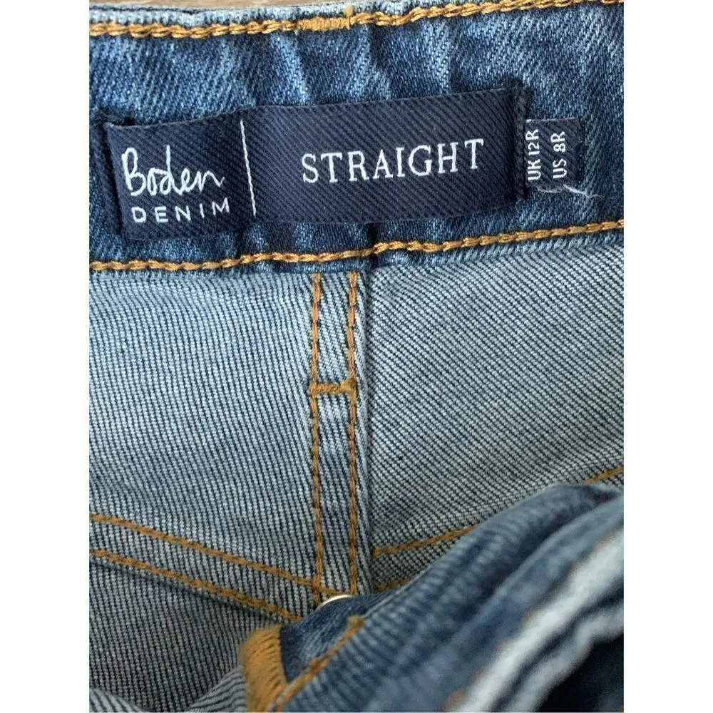 Boden Denim Straight Leg High Rise Jeans in color Indigo Blue Size 8 - Image 5