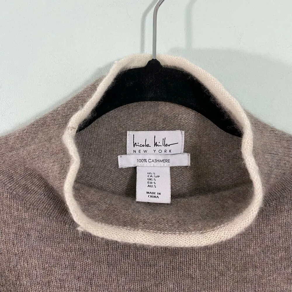 Nicole Miller Women's Brown 100% Cashmere High Neck Sweater Size S - Image 3