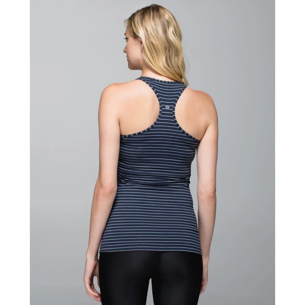 Lululemon Cool Racerback Stripe Inkwell Heathered Slate Tank Top Size 4 Small - Image 4