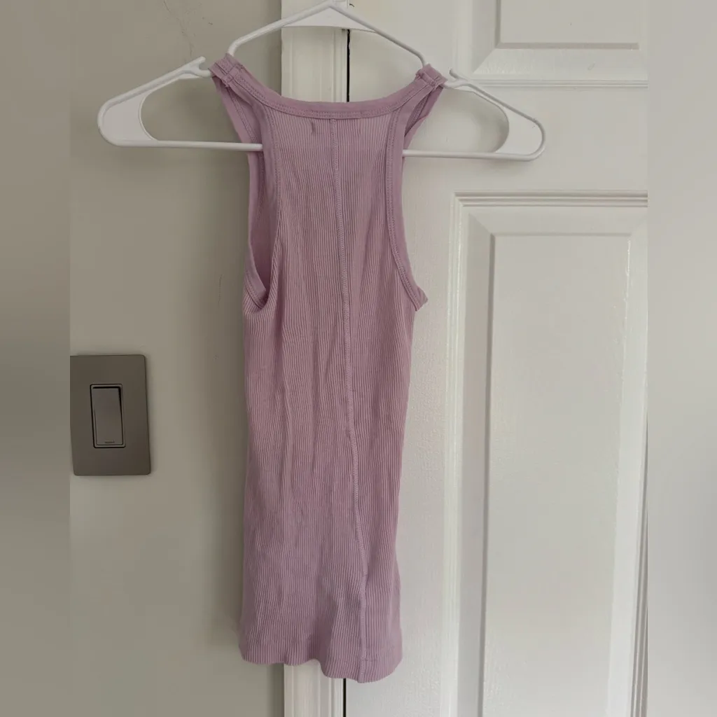 DENIM FORUM Aritzia Tank Top Lavender XS 100% Cotton Stretch Casual Comfort Purple - Image 4