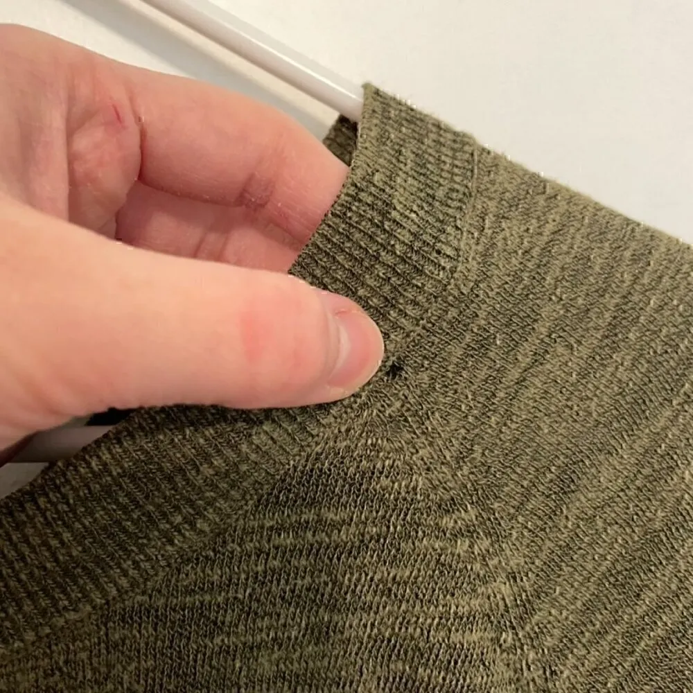 EXPRESS Lace Up Back Circle Hem Sweater Olive Green 3/4 Sleeve Lattice Cotton S - Image 8