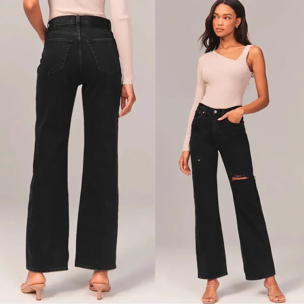 A&F • Curve Love The ‘90s Relaxed Jean High Rise black distressed ripped - Image 10