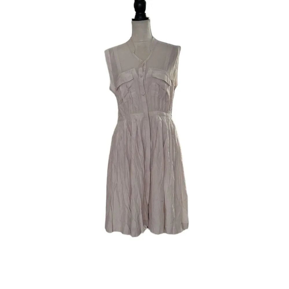 Anthro Moulinette Soeurs Blush Pink Pleated dress Measures As Medium No SASH - Image 2