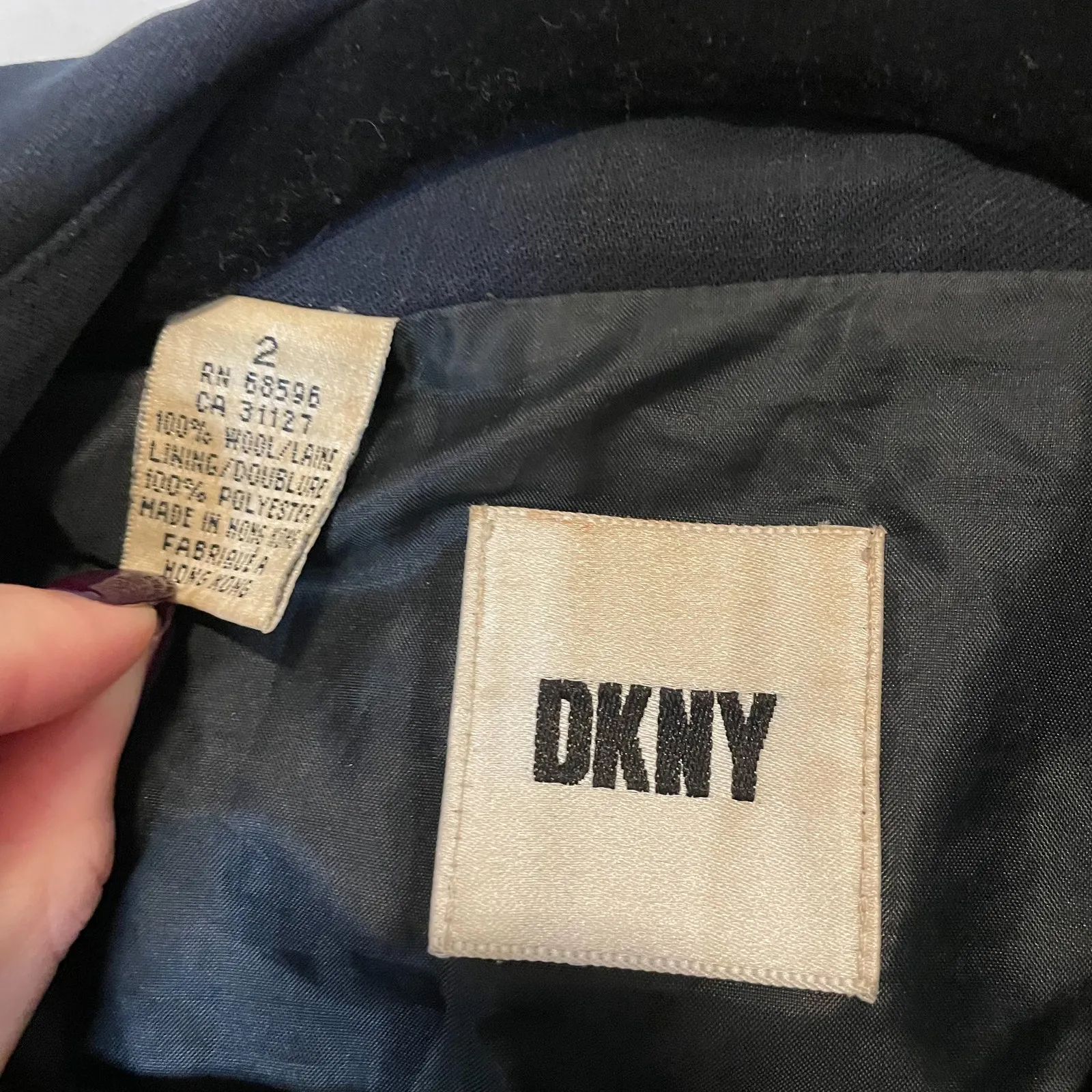 VINTAGE DKNY Navy Blue Double Breasted Coat - Image 12