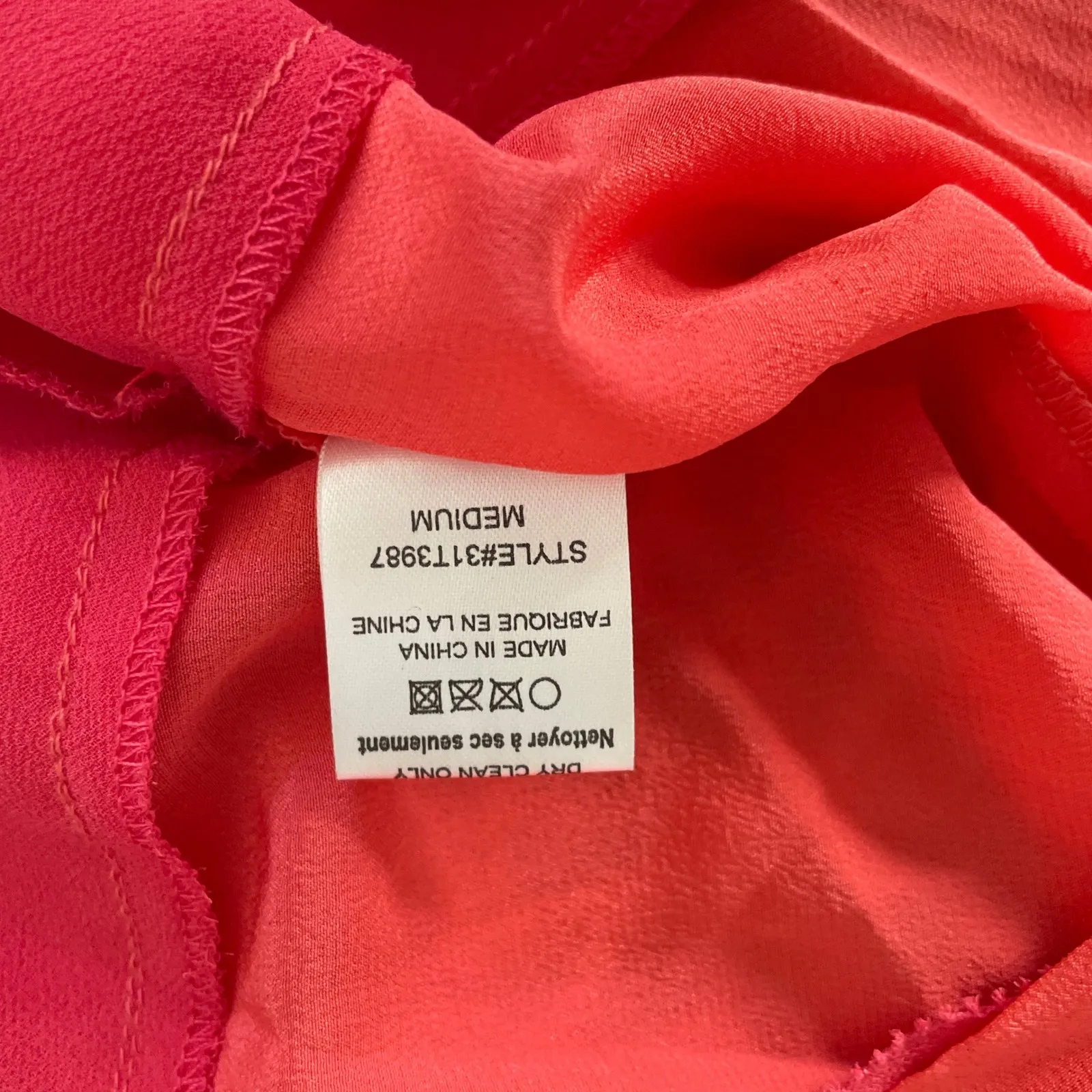 Silk Racerback Blouse Medium Coral‎ Pleated Layered Lightweight Resortwear Chic - Image 8