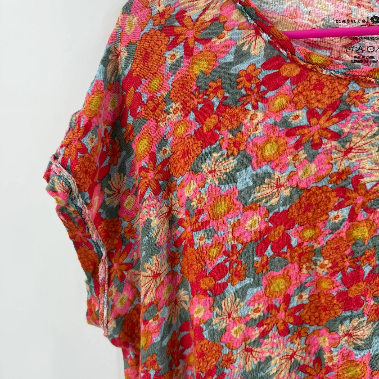 Natural Life Frankie Dress Size Medium Knit 100% Cotton Midi Floral Boho Hippie - Image 7