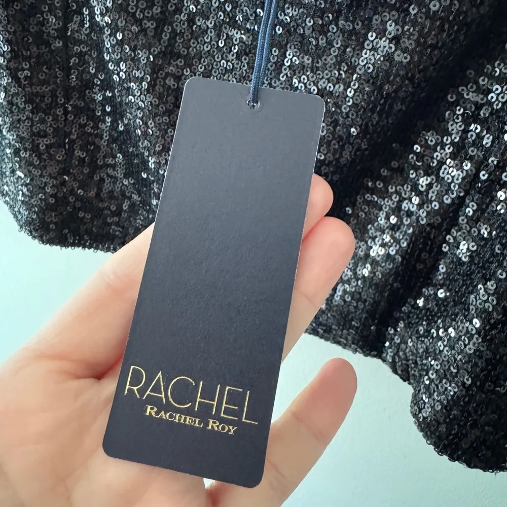 NEW!! Rachel Roy Black Sequin Crop Top Size L - Image 5