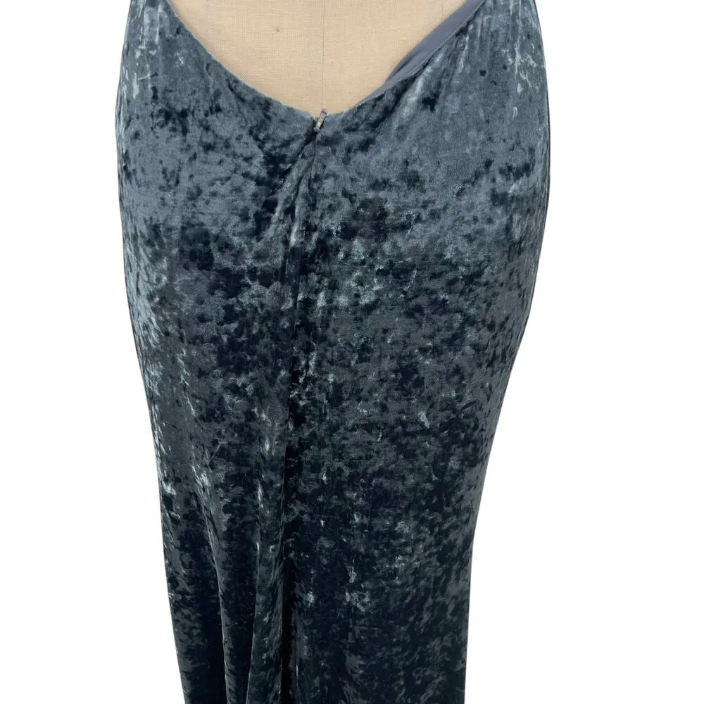 La Femme 25659 Strappy Plunging Velvet‎ Slit Dress Gown Blue Size 6 - Image 13