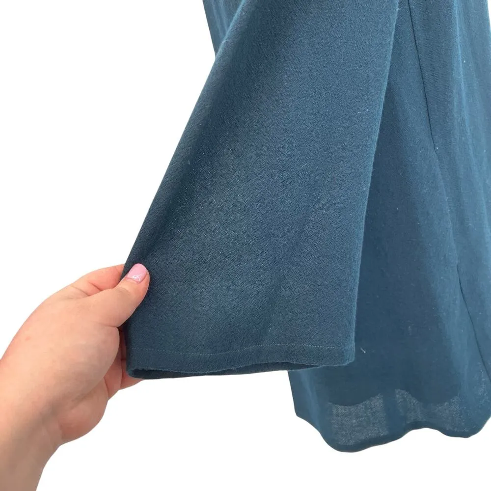 APC A.P.C.Dress Shift‎ Box Pleat Flared Sleeve Wool Teal Blue Size 38 US 4 6 - Image 7