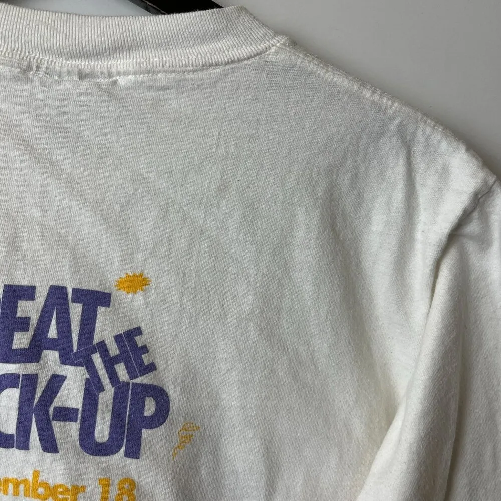 90s Beat The Back Up Single Stich T Shirt White Large L USA Graphic Tee - Image 8