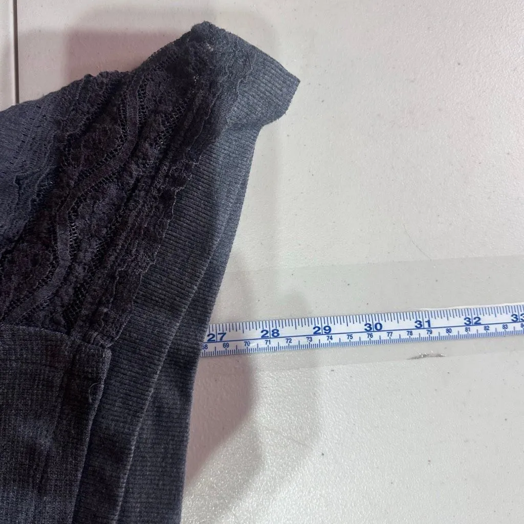 Logo Lori Goldstein Waffle Knit Shark Bite Lace Trim‎ Shirt Size XS Gray LS - Image 9