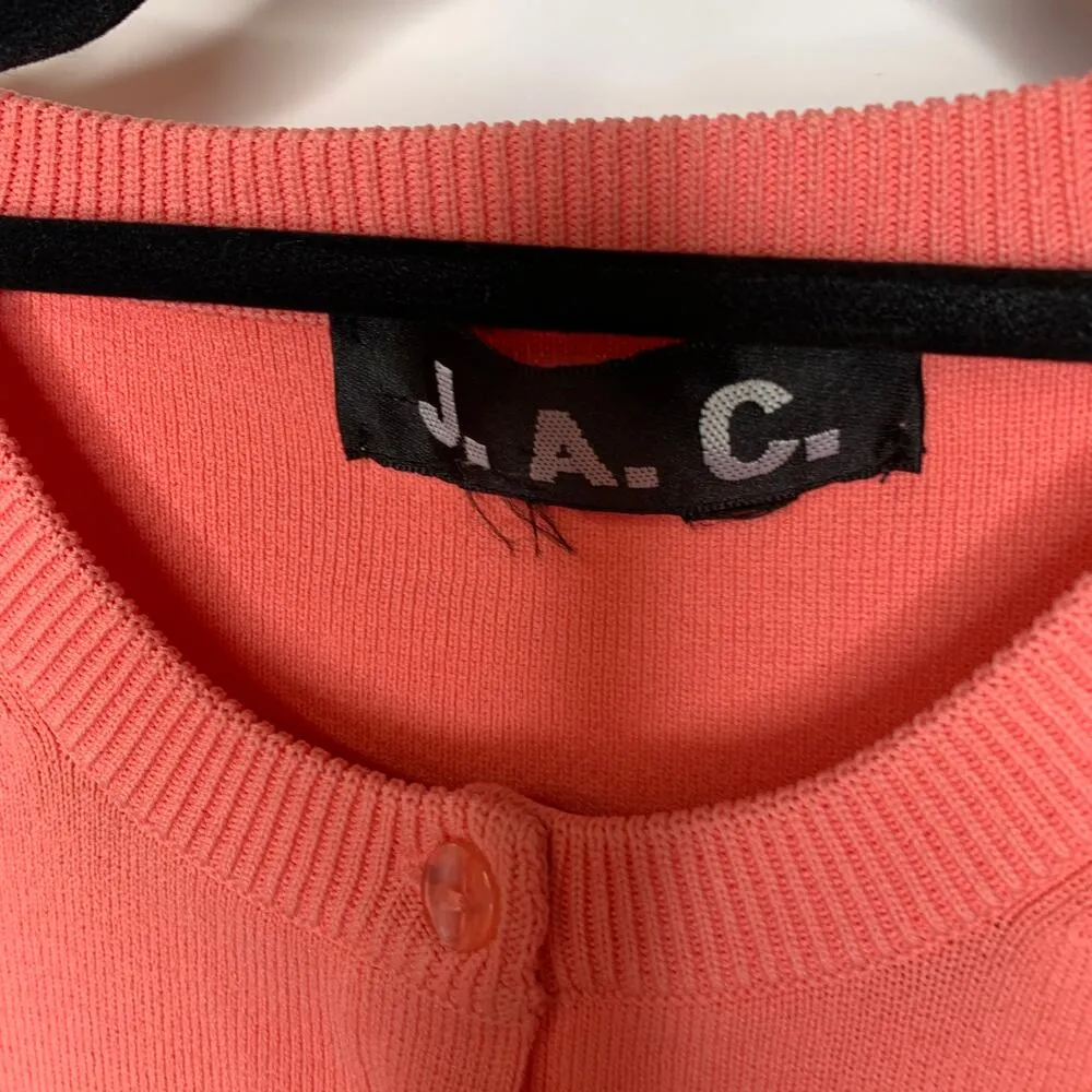 Vintage JAC Coral Button Front Cardigan Sz ? Small? Orange - Image 4