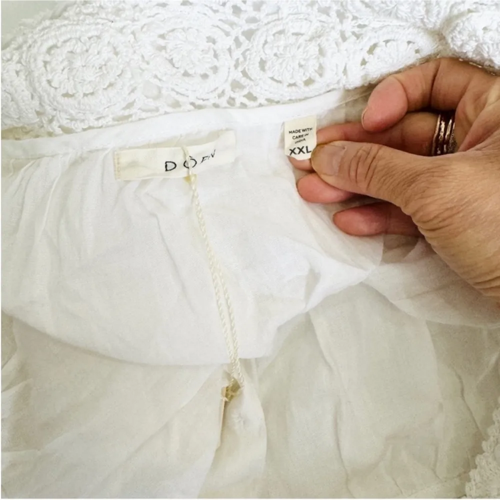 Doen lace crochet boho top in salt NWT White Size XXL - Image 7