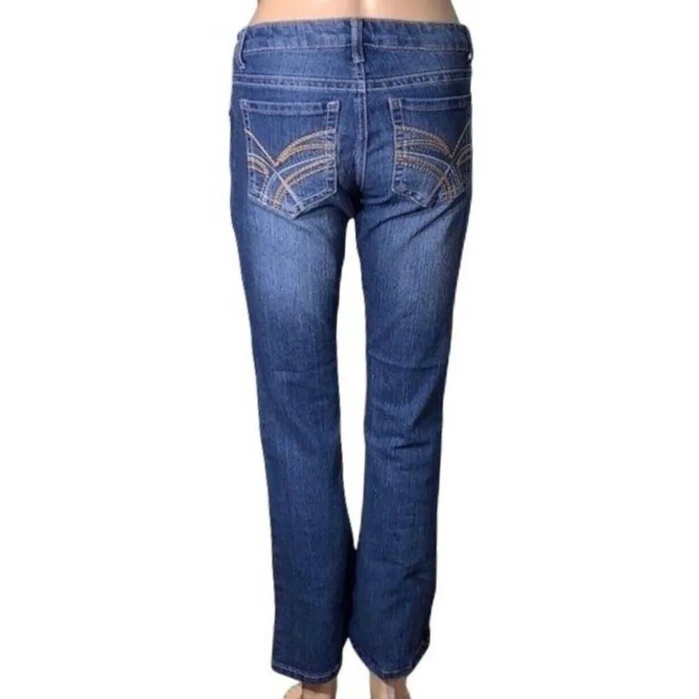 Rue21 Womens Denim Blue Jeans Mid Rise Boot Cut Stretch Size 3 4 Short - Image 4