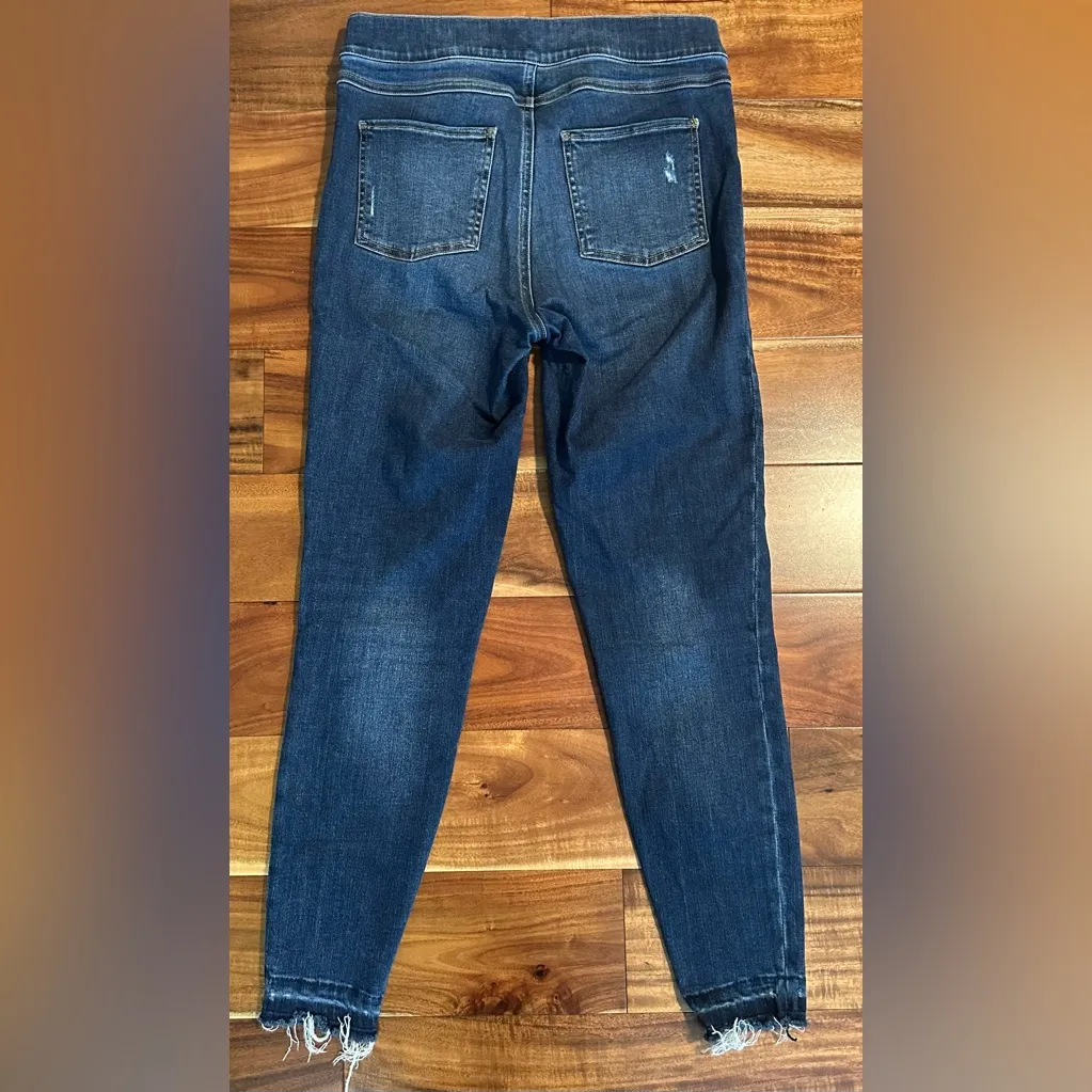 SPANX Distressed Ankle  Skinny Jeans in Dark Blue - Image 9