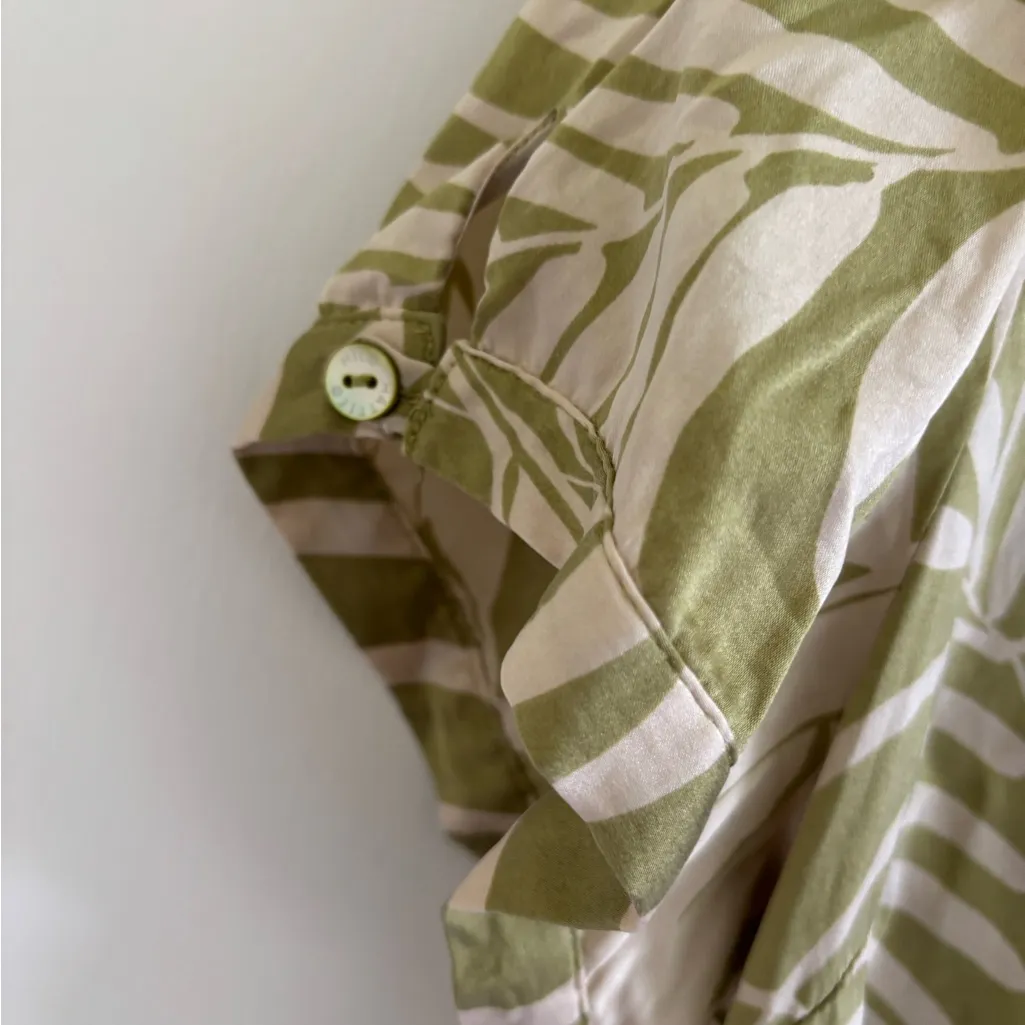 Hilo Hattie silk short sleeve button front shirt tropical Hawaii spring summer Green Size XL - Image 5