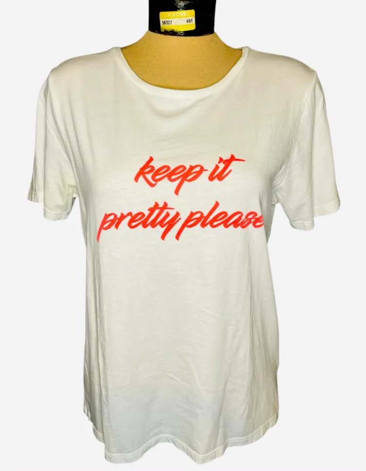 Draper James White “ Keep It Pretty Please” Short Sleeve Graphic T-Shirt Medium - Image 1
