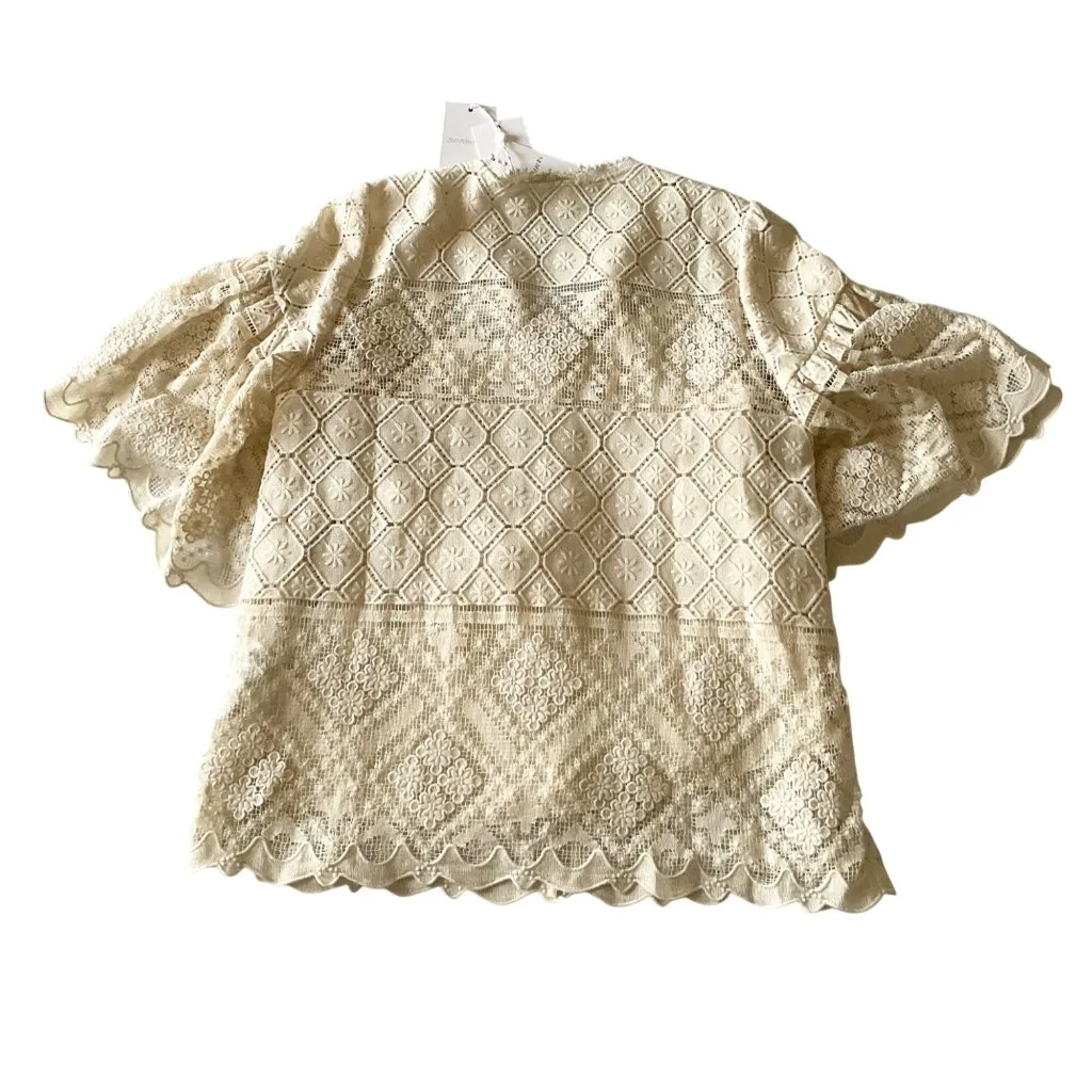 NWT Zimmermann WYLIE CROCHET BLOUSE tea white lace cotton top AU3 US8-10 bust40 - Image 5