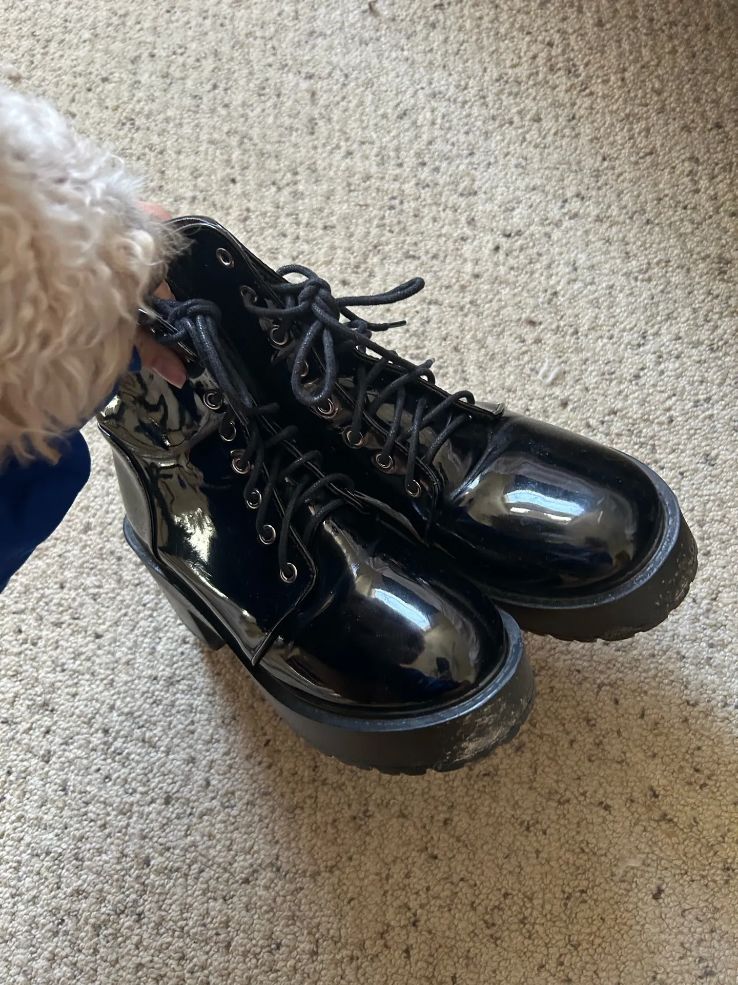 Buffalo Exchange Black Patent Boots Size 6.5 - Image 4