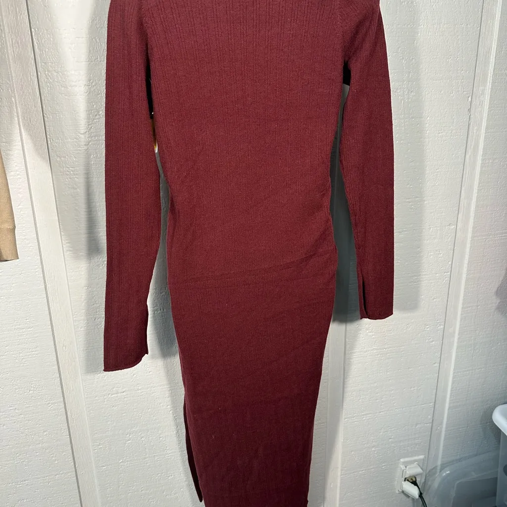 ASOS Knit Maroon Square Neckline Long Sleeve Sweater Dress Size 6 NWOT - Image 8