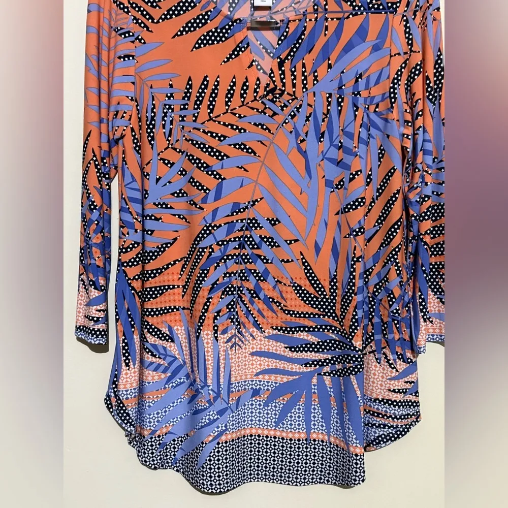 🎄Ruby Rd. colorful print of palm leaves and geometric patterns Orange - Image 2