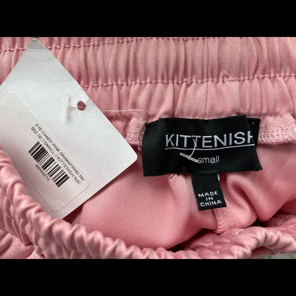 New Kittenish “ Eye Candy Pink” Elastic Tie Waist Fashion Pants S - Image 5