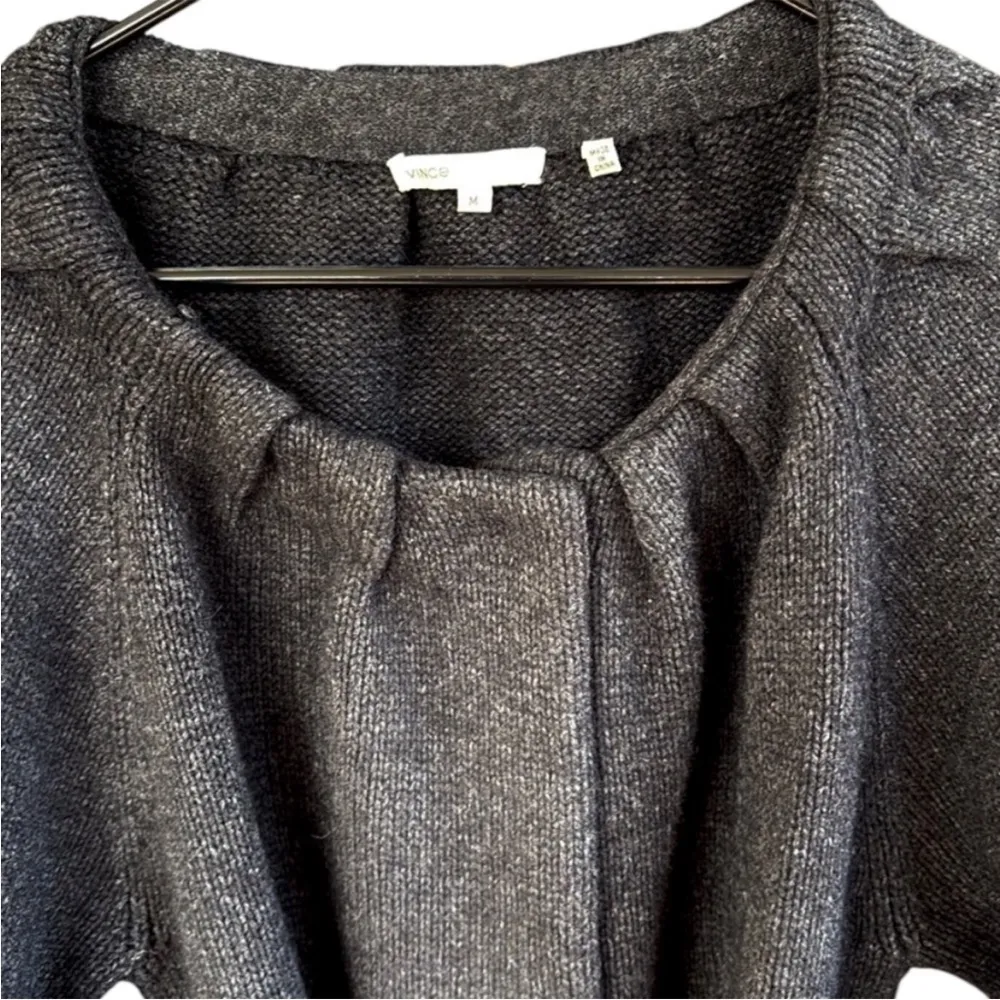 EUC Vince Alpaca Wool Cashmere Blend Snap Front Tunic Sweater Grey Size Medium - Image 3
