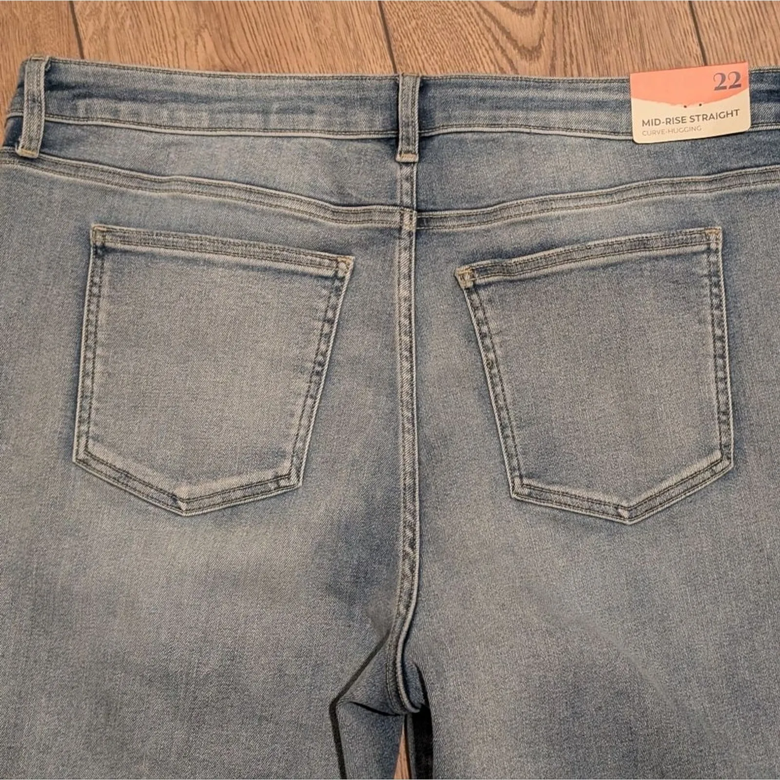 NEW Arula Womens Plus 22 Jeans Mid Rise Straight Leg Crop Denim Ripped Knees NWT Blue - Image 5