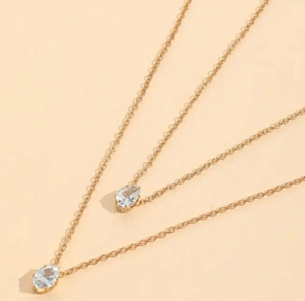 Water Drop Double Strand Necklace NWT Gold - Image 2